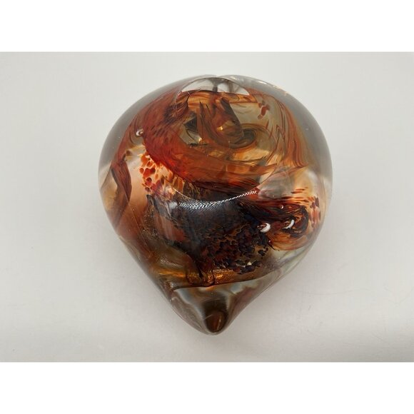 Heart Art Glass Gorgeous Red and Black Paperweight Quality Glass Polished Bottom - Picture 12 of 16